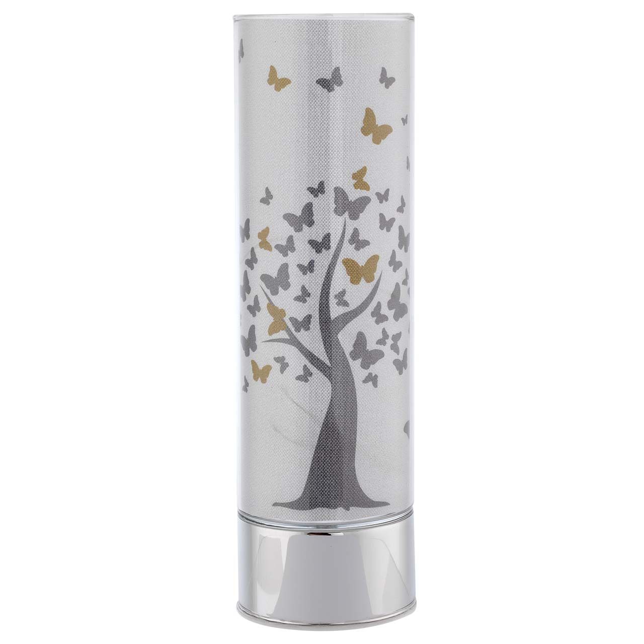 LAMPADA IN VETRO H. 30 CON DECORO ALBERO E FARFALLE
